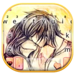 couple kiss keyboard theme android application logo